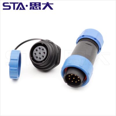 China plastic sp21 power connector IP67 waterproof cable connector,cheap circular 2 3 4 5 7 9 12pin connector for sale