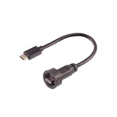 China IP67 DATA Threaded To Connect TYPE C USB Female Male Plug TO TYPE C USB Extension Cable Data Transfer Fast Fast Charging for sale