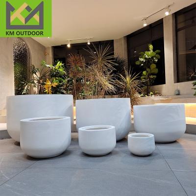 China Morden Outdoor Indoor Popular Garden  Modern Round Shape Planter Pot Cement flowerpots  Courtyard Large Floor Flower  Pots for Plants for sale