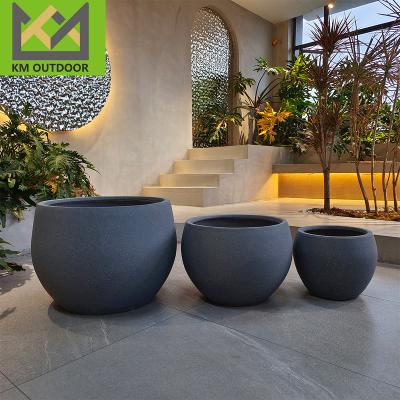 China Morden Popular Garden  Modern Decorative Fiber Clay Flower Planter Different Size Planter Pot Cement flowerpots for sale