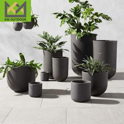 China Morden Popular Garden  Modern Decorative Fiber Clay Flower Planter Different Size Wholesale Planter Pot Cement flowerpots for sale