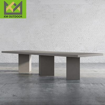 China Modern Garden Outdoor Indoor Modern Style Furniture   Rectangular Dining Table Home Aluminum Frame Concrete Table for sale