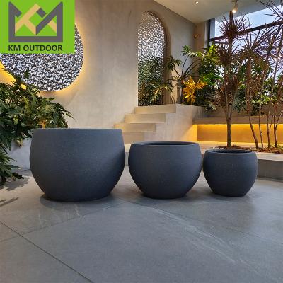 China Flower Modern Creative Ceramic Planter Pot Large Round Decorative Concrete Pots Balcony Courtyard Large Floor Flower Pots Planters for sale