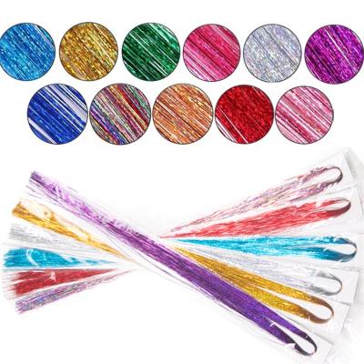 China Hair Decoration Shines Long Hippie Women For Braiding Hair 120 Strands/Shiny Hair Tinsel Rainbow Silk Hair Extensions Piece Sparkle for sale