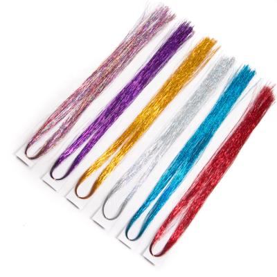 China Hair Decoration 10 Pcs Long Shines Hippie Women For Braiding Hair 120 Strands / Shiny Hair Tinsel Rainbow Silk Hair Extensions Piece Sparkle for sale