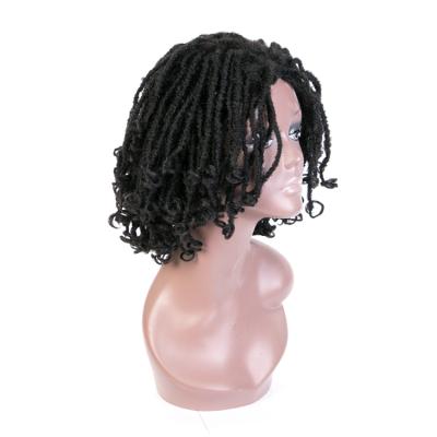 China Short Afro Braid Afro Wave Synthetic Crochet Braid Wig High Temperature Fiber Ombre Color Dreadlock Hair Wig Cosplay Black for sale