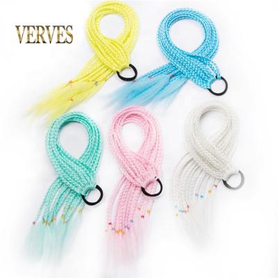 China Synthetic Hair 10 Pcs Synthetic Hair Ties Gradient Crochet Braid 24 Inch Rainbow Hair-Ring Braid Ponytails For Women Drawstring Braided Ponytail for sale