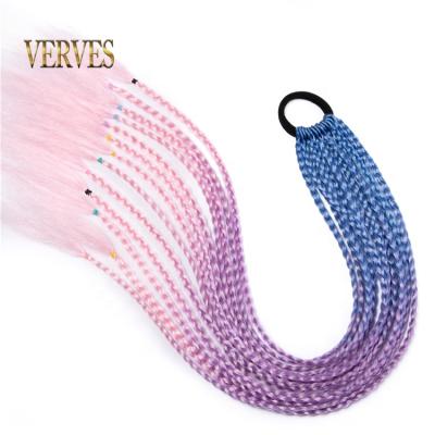 China Synthetic Hair Hair Ties Gradient Crochet Braid 24 Inch Wigs Colorful Hair-Ring Braid Ponytails For Women Drawstring Braided Ponytail for sale