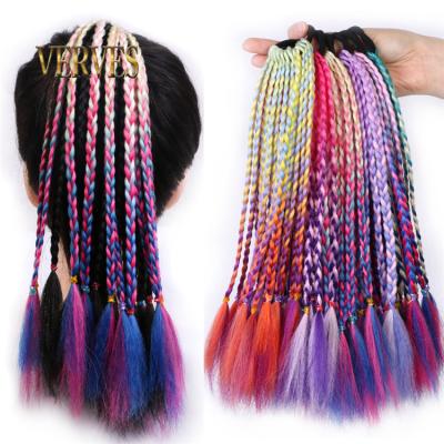 China Regular Wave Synthetic Hair Ties Gradient Crochet Braid 12 Inch Colorful Hair-Ring Braid Ponytail For Women Braided Ombre Synthetic Ponytails for sale