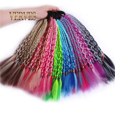 China Regular Wave Ponytail Wig With Elastic Band Hair Ring 24 Inch Synthetic Crochet Braid Hair Ponytail Hair Extension Pink, Rainbow for sale