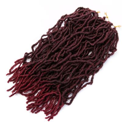 China 18 Inch 20/Pack Curly Faux Locs Roots, Afro Locs Twist Ombre Curly Synthetic Hair Braiding Extensions Burgundy Faux Locs Crochet Braid for sale