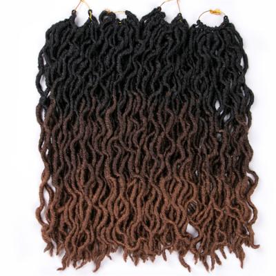 China 20 Inch 24 Low Tempreture Fiber / Bundle Curly Faux Locs Roots , Afro Locs Twist Ombre Three Tone Synthetic Goddess Locs Hair Extensions Crochet Braids for sale