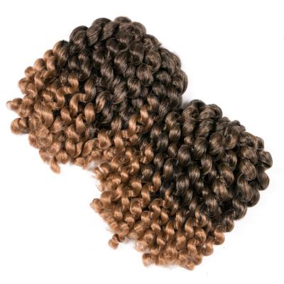 China Jamaican Synthetic Fiber Nervous Wand Bounce Loop Ombre Hair Extensions 8 Inch Blonde African Crochet Braiding Hair Synthetic Twist Braids for sale