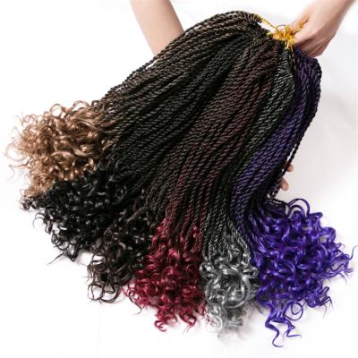 China Ombre Senegalese Twist Braid Synthetic Curly Snap Crochet Braids Hair 18 Inch Strands 30/Pack Bulk Synthetic Braiding Hair Extension for sale