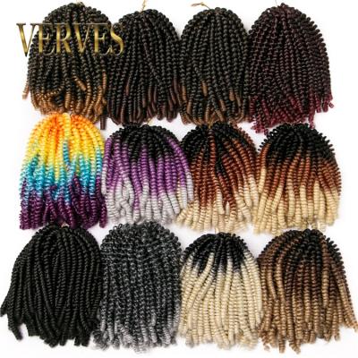 China Wholesale High Temperature Synthetic Hair Spring Twist Hair Synthetic Fiber 8 Inch Ombre Hair Spring Twist Synthetic Braiding Bounce Crochet Braids for sale