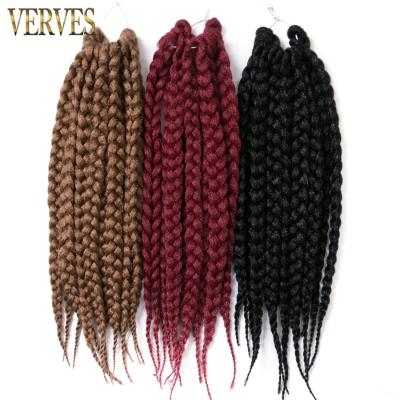 China Low Temperature Fiber VERVES Crochet Box Braids Hair Extensions 14 Inch 12 Strands/Piece Black Blonde Burgundy Color Synthetic Pure Braiding Hair for sale