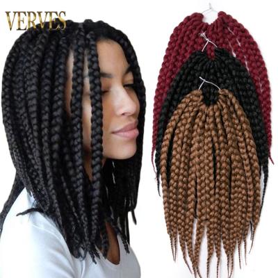 China Low Temperature Fiber Crochet Box Braids Hair Extensions 14 Inch 12 Strands/Piece Synthetic Sheer Blonde Burgundy Black Color Braiding Hair Zipper for sale