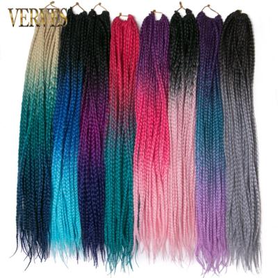 China Daily Decoration 22 Roots / Bundle Synthetic Ombre Hair Extension Heat Braiding Fiber Bulk Colorful Crochet Braids 24 Inch Box Braids for sale