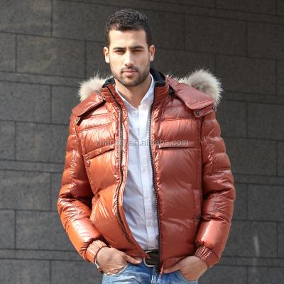 China Europe Style Breathable Leather Fabric Fashion Down Waterproof Jacket For Men for sale