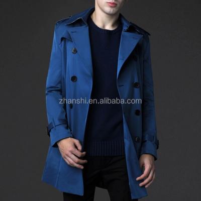 China Vintage Thin Gray Blue Trench Coat Men Khaki Black White Belt Fashion Fit Good Quality Wholesale Anti-Shrink Anorak for sale