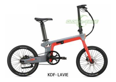 China Red Small Foldable Electric Bike 20 Inch With Shimano 7 Speed Derailleur for sale