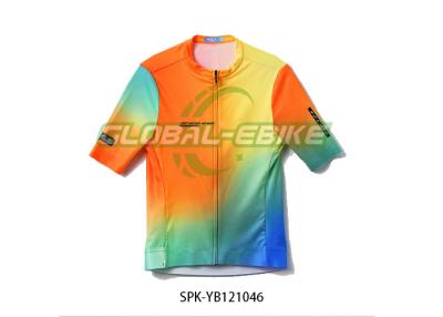 China Spring Summer Short Sleeve Bike Jersey With Safety Trim Strip Italian Ink for sale