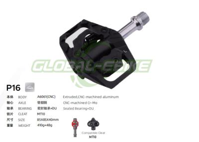 China Black Sealed Bearing DU Mountain Road Bike Pedal Set CNC machined Aluminum Body MT10 Cleat for sale