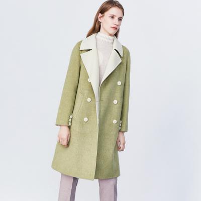 China High Quality Double Color Women's Wool Handmade Coat Winter Woolen Coat Long Cross Ladies Anti-Shrink Fashionable Anti-Shrink Long Coat for sale