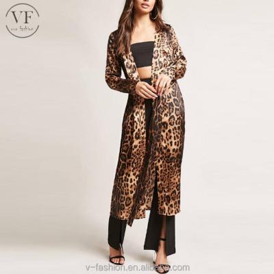 China New Product Leopard Print Breathable Long Robe Open Front Women Custom Kimono Robe For Women for sale