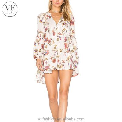 China New Fashion Anti-Static Floral Long Sleeve Dress Bohemian Ladies Dress for sale