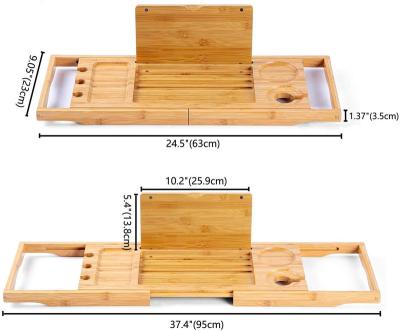 China Sustainable Natural Wood Bamboo Tub Tray Organizer With Extension Function for sale