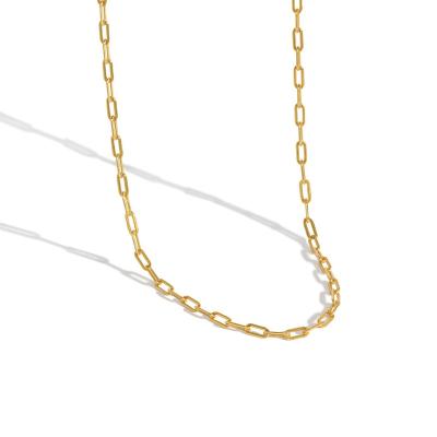 China Long Color Keeping Art Choker Chain Necklace 925 Personalized Sterling Silver Link Chain Necklace for Girls Gift for sale