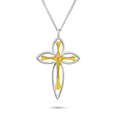 China FASHIONABLE Classic Elegant Hollow Cross 925 Sterling Silver Personality Gold DIY Pendant Necklace for sale