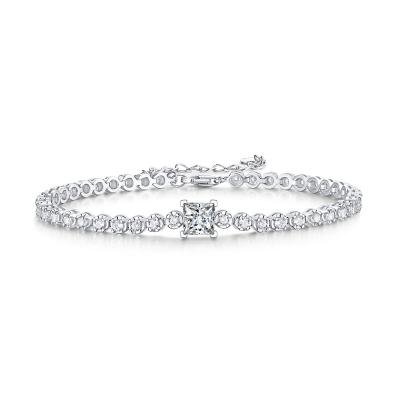 China FASHIONABLE Gift Place Moissanite Around CZ 925 Sterling Silver Tennis Bracelet Chain For Women for sale