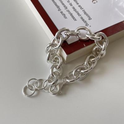 China Casual Costume Jewelry No Plating Cuba 925 Sterling Silver Hollow Chain Bracelet For Women Men for sale