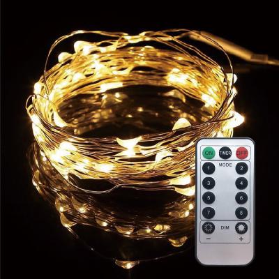 China Patry Wedding Holiday Decoration Lights 33 Feet 100 LED Copper Wire LED Remote Control Decorative String Lights for sale