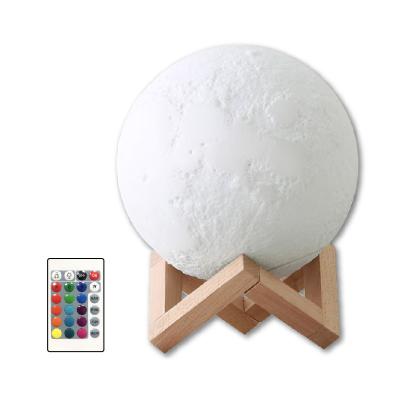 China Modern 3D Illusion Dimmable Type USB Control 16 Colors Full Moon Night Light LED Moon Lamp for sale