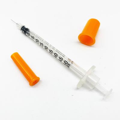 Китай Medical Glass Injection Vials With Rubber Stopper Sterile Insulin Syringe Orange Cap Needle продается