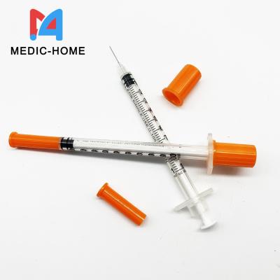 Китай 1.0 ml 0.5 ml u40 insulin syringe with needle CE ISO Various Size U100 U50 U30 продается