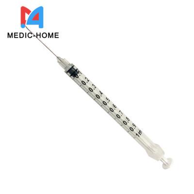 중국 Transparent Plastic Disposable Syringe 1ml for Injection Fixed Needle Low Dead Space 판매용