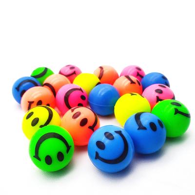 China Promotional Bouncy Toy RB76 27mm Ball Manufacturer Customized Smile Printed Bounce Rubber Ball For Vending Machine for sale