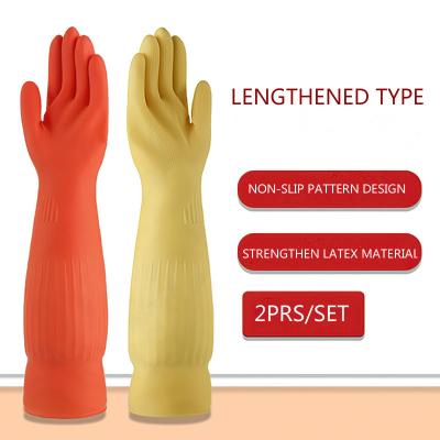 China 45CM Lengthened Multifunctional Cleaning Dish Washing Black Latex Tableware Kitchen Silicone Household Cleaning Rubber Gloves for sale