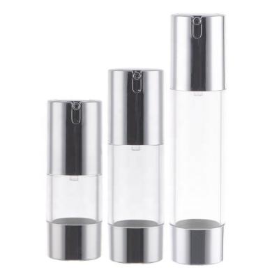 China Cosmetic Clear Plastic Airless Bottle 15ml 30ml 50ml AS Pump Bottle Serum Lotion Container Free Sample Cosmetic Skin Care Packaging for sale