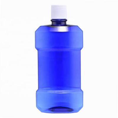 China 250ml 500ml Personal Care PET Blue Bottle Amber Color Plastic Mouthwash Eco Friendly Container For Clean Personal Care Mouth for sale