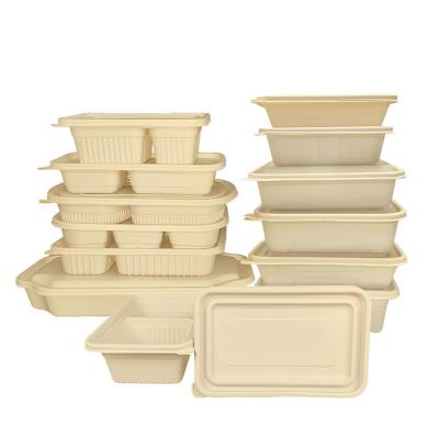 China Eco Friendly Disposable Tableware Stored Biodegradable Disposable Trays Packaging Bio Degradable Cornstarch Fast Food Box Container for sale