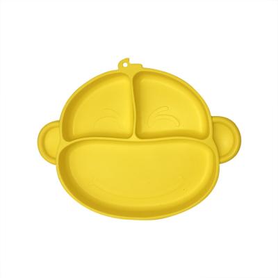 China Customized Silicone Baby Tray Cartoon Monkey Shape BPA Free Suction Silicone Bowl for sale