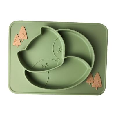 Chine Plat libre vert fait sur commande de bébé de silicone de Tray Fox Shape BPA de bébé de silicone à vendre