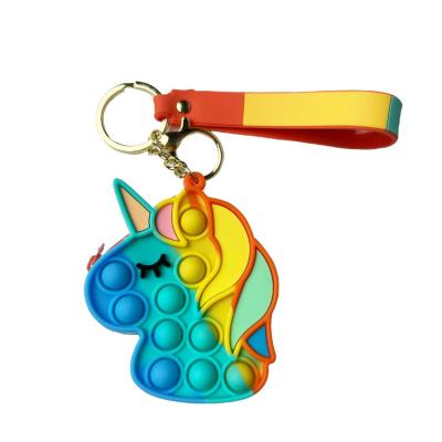 China OEM ODM Kids Silicone Fidget Toys , Rainbow Unicorn Popper Purse en venta