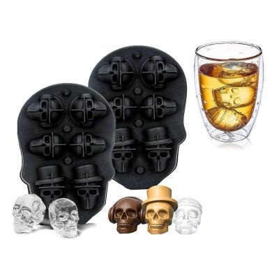 China MHC 3D Cranial Shape Skull Ice Molds For Whiskey Tray With Non-Spill Lid for sale