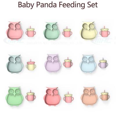 China MHC Owl Baby Feeding Products Silicone Feeding Set Bowl Lid Spoon for Baby Nursing Te koop